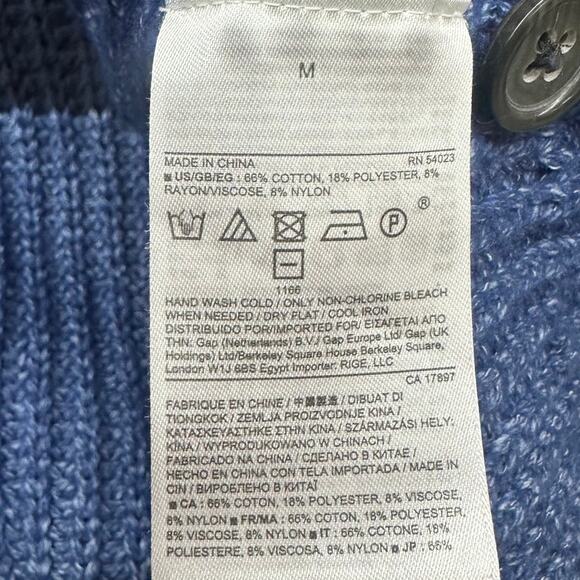 Banana Republic Men's Cable Knit Fisherman Sweater Cardigan Blue Colorblock M - Picture 5 of 6